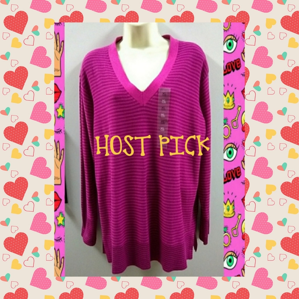 TOMMY HILFGER WOMEN'S V-NECK TUNIC SWEATER NWT